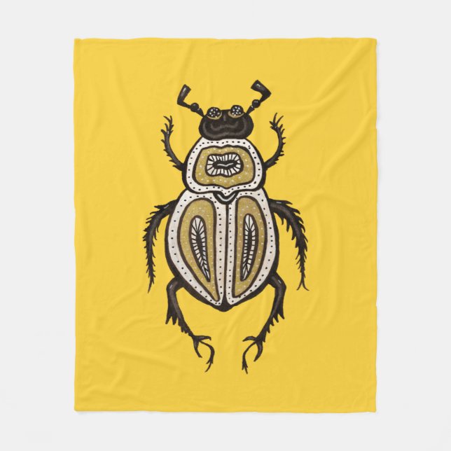 Käfer-Gelbe Insektenkunst Fleecedecke (Vorderseite)
