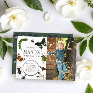 Käfer & Insekten Vintage Jungen Foto Geburtstag Einladung