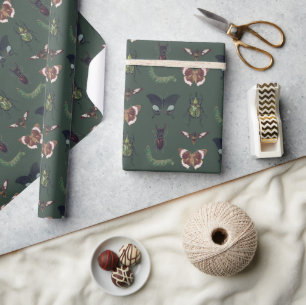 Käfer & Insekten Vintage Jungengeburtstag Grün Geschenkpapier