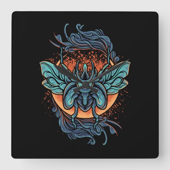 Käfer Quadratische Wanduhr (Vorderseite)