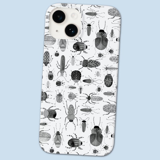 Käfer Schwarz & Weiß Case-Mate iPhone Hülle (Beetle bug and insect creepy watercolor cell phone case)