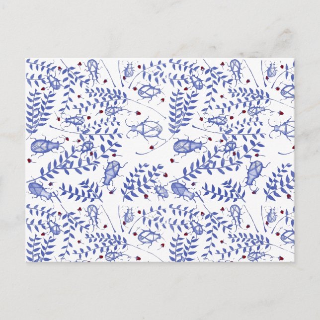Käfer und Erdbeeren Postkarte (Vorderseite)