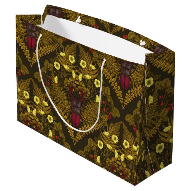 Käfer und Farne Große Geschenktüte (Rückseite Schrägansicht)