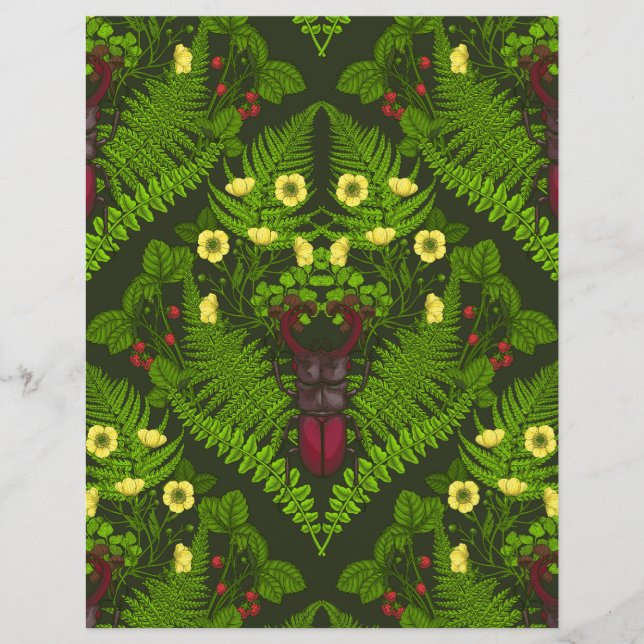 Käfer und Farne, grüne Blätter (Vorderseite)