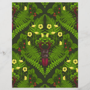 Käfer und Farne, grüne Blätter