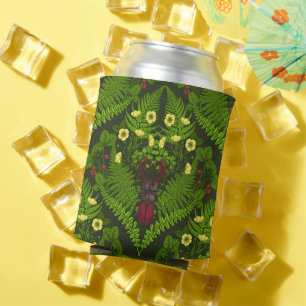 Käfer und Farne, grüne Blätter Dosenkühler