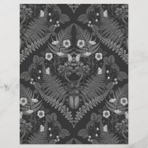 Käfer und Farne, schwarz-weiß