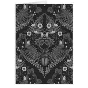 Käfer und Farne, schwarz-weiß