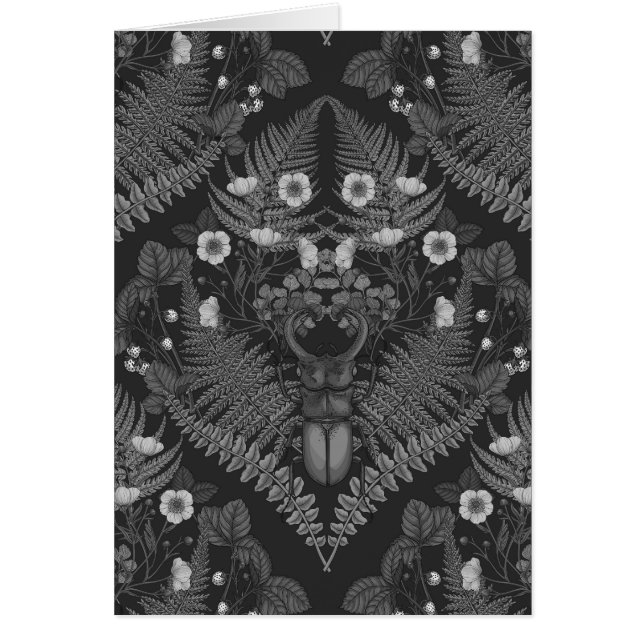 Käfer und Farne, schwarz-weiß (Vorne)