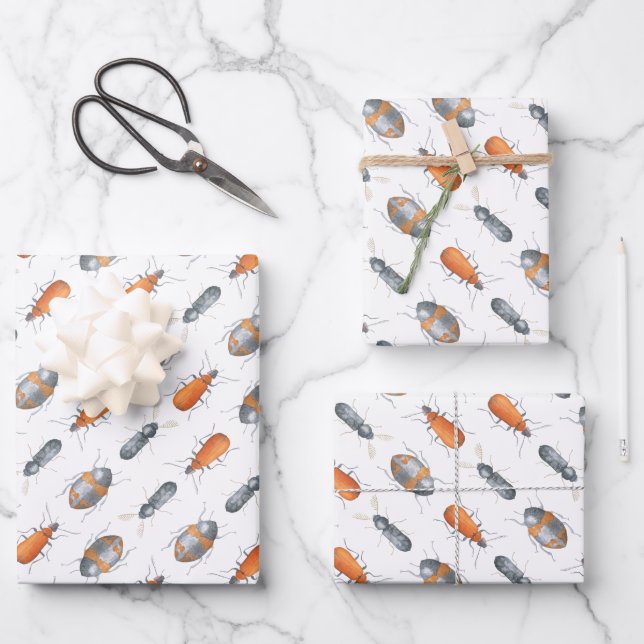 Käferinsektenmuster Geschenkpapier Set (Vorderseite)