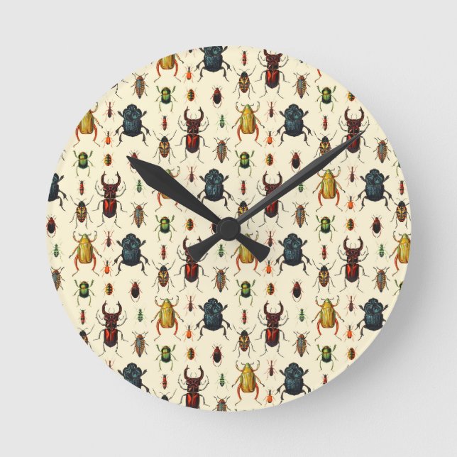 Käfersorten Runde Wanduhr (Vorderseite)