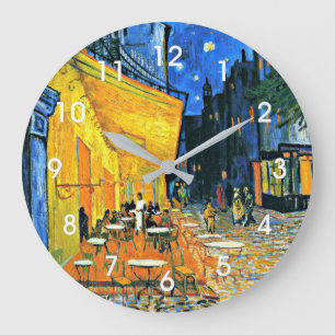 Kafeterasse feine Kunstmalerei von Vincent van Gog Große Wanduhr