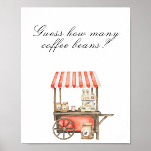 Kaffe-Baby-Party - errate wie viele Kaffeebohnen Poster