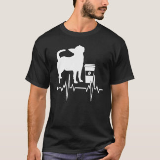 Kaffe Hund Herzschlag Katze Tier Kaffee Süchtig O T-Shirt
