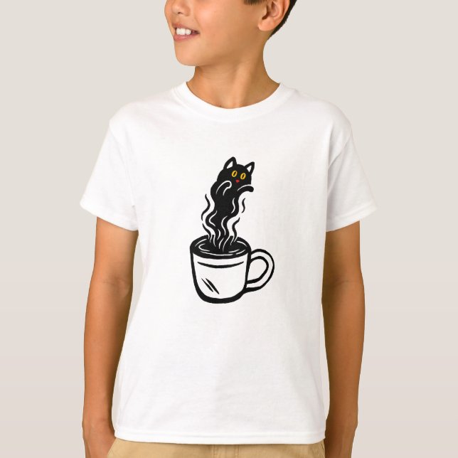 Kaffe Katze T-Shirt (Vorderseite)