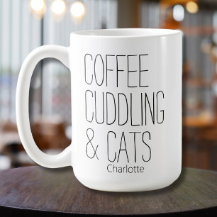 Kaffe kuschelnde Katzen editierbares Namensdesign Kaffeetasse