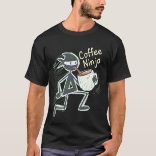 Kaffe Ninja Lustig Kaffeinsüchtiger Martial Arts T-Shirt