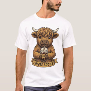 Kaffe Sucht Highland Kuh Vintage Gravur Shirt