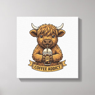 Kaffe Sucht Highland Kuh Vintage Gravur Shirt Leinwanddruck