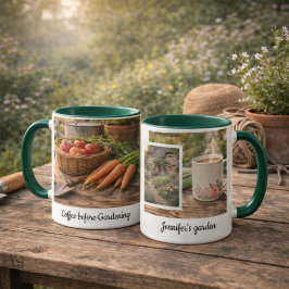 Kaffe vor dem Gärtnern Morgen-Garten-Fotomug Tasse