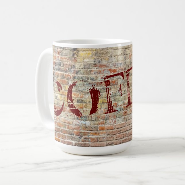 Kaffe-Ziegelwand-Graffiti-Kunst-Tasse Kaffeetasse (Vorderseite Links)