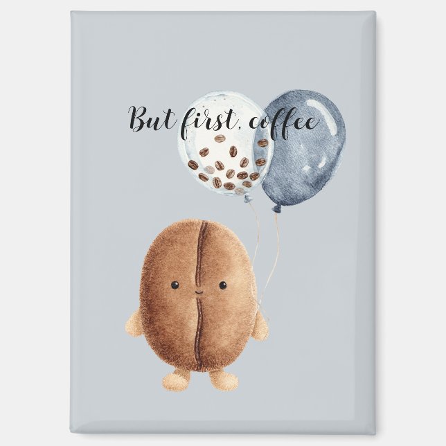 Kaffebohnen Cupcake Faux Blau Denim Magnet (Vorderseite)