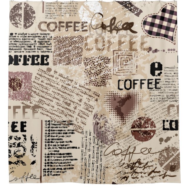 Kaffee. Abstraktes Kaffeemuster auf braunem Hinter Duschvorhang (Vorderseite)