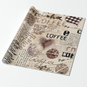 Kaffee. Abstraktes Kaffeemuster auf braunem Hinter Geschenkpapier