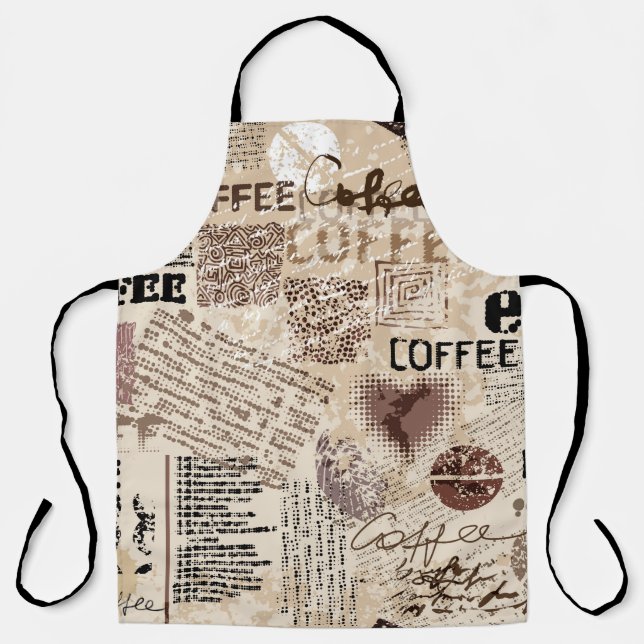 Kaffee. Abstraktes Kaffeemuster auf braunem Hinter Schürze (Vorderseite)