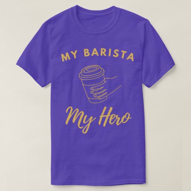 Kaffee Adoption Mein Barista ist mein Held T-Shirt (Design vorne)