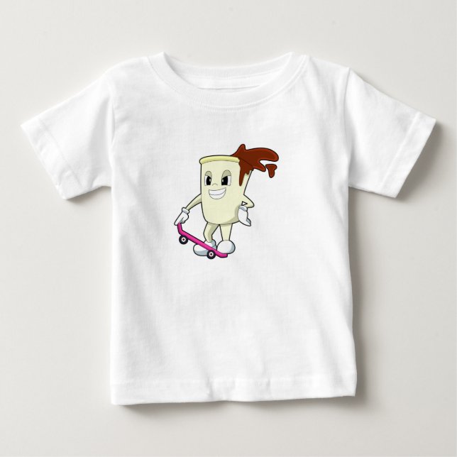 Kaffee als Skater mit Skateboard Baby T-shirt (Vorderseite)