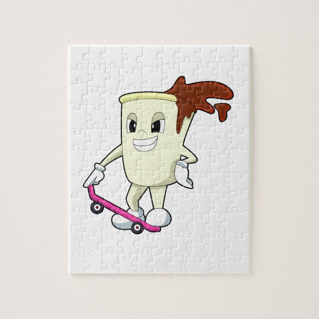 Kaffee als Skater mit Skateboard Puzzle (Vertikal)