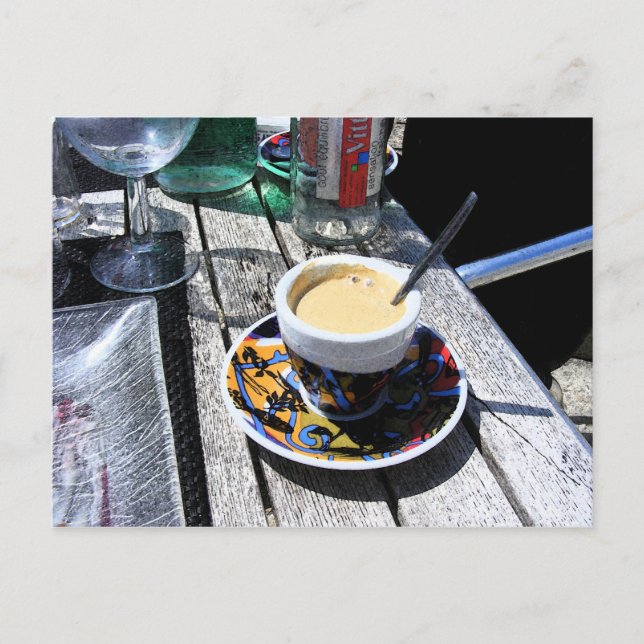 Kaffee am Strand von Normandy Postkarte (Vorderseite)