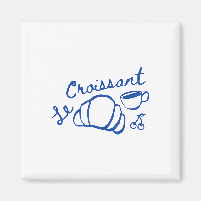 Kaffee & Amp; Croissant French Retro Graphic Vinta Magnet (Vorne)