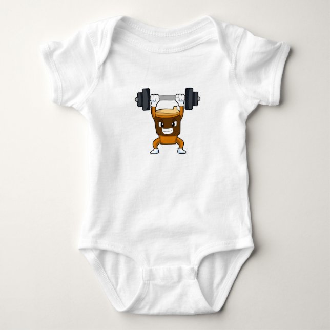 Kaffee an Strandtraining mit Barbell Baby Strampler (Vorderseite)