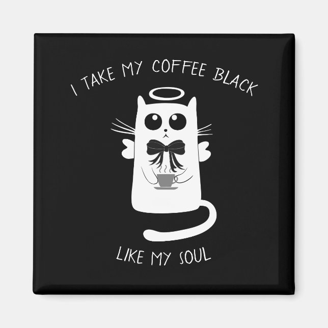 Kaffee Angel Cat Magnet (Vorne)