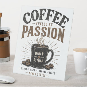 Kaffee, angetrieben von Leidenschaft, tägliches Ri Sockelschild