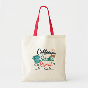 Kaffee. Arbeitskleidung. Wiederholen. Tragetasche