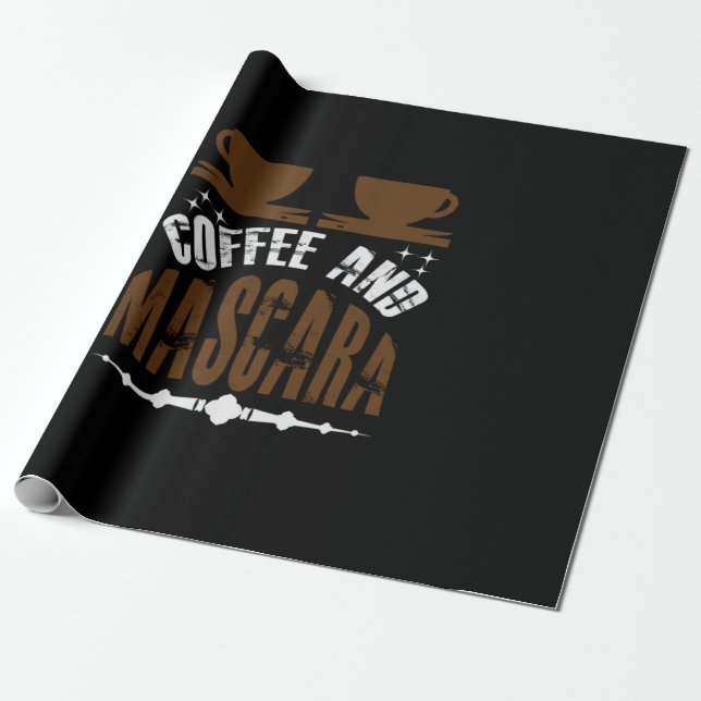 Kaffee Art Kaffee und Mascara Geschenkpapier (Ungerollt)