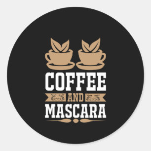 Kaffee Art Kaffee und Mascara Runder Aufkleber
