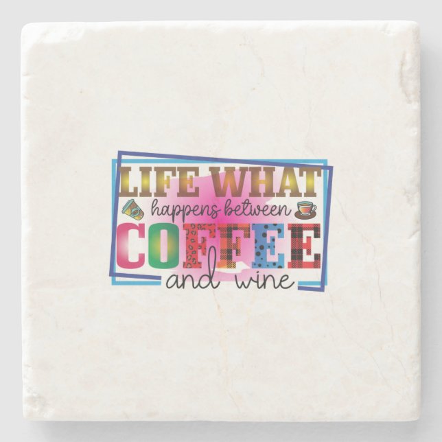 Kaffee Art Kaffee und Wein Steinuntersetzer (Vorderseite)