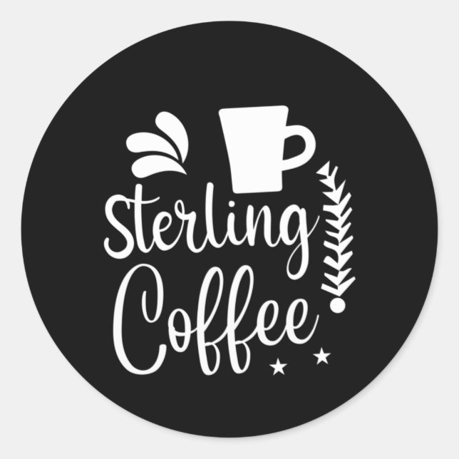 Kaffee Art Sterling Kaffee Runder Aufkleber (Vorderseite)