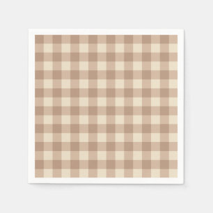 Kaffee Ästhetik Beige und Weiß Gingham Muster Serviette