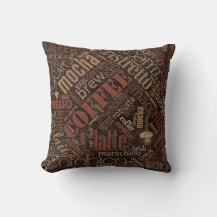 Kaffee auf Burlap Word Cloud Brown ID283 Kissen
