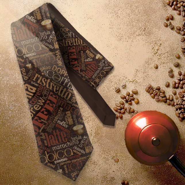 Kaffee auf Burlap Word Cloud Brown ID283 Krawatte (Von Creator hochgeladen)