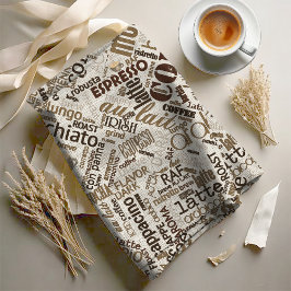 Kaffee auf Burlap Word Cloud Brown ID283 Stoff