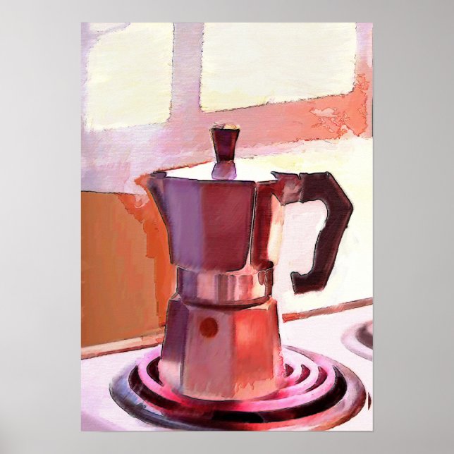 Kaffee auf dem Stove Poster (Vorne)
