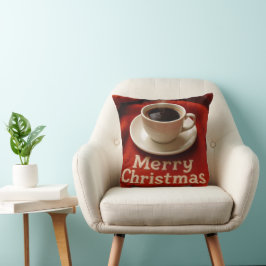 Kaffee auf einer fröhlichen Weihnachtsdecke Kissen