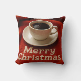 Kaffee auf einer fröhlichen Weihnachtsdecke Kissen
