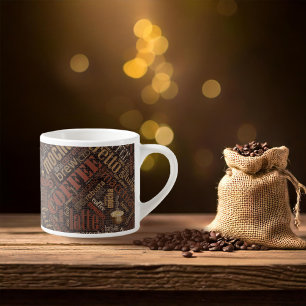 Kaffee auf Jute-Wortwolke Braun ID283 Espressotasse
